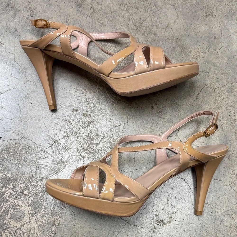 * Stuart Weitzman Beige Strappy Heels - Picture 2 of 9